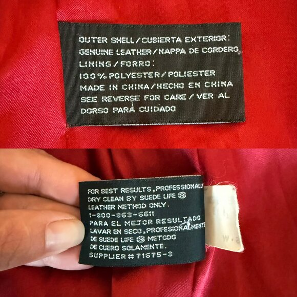 Vintage 90s Y2k Red Genuine Leather Zip Jacket by Jacqueline Ferrar Size XL - Picture 11 of 17